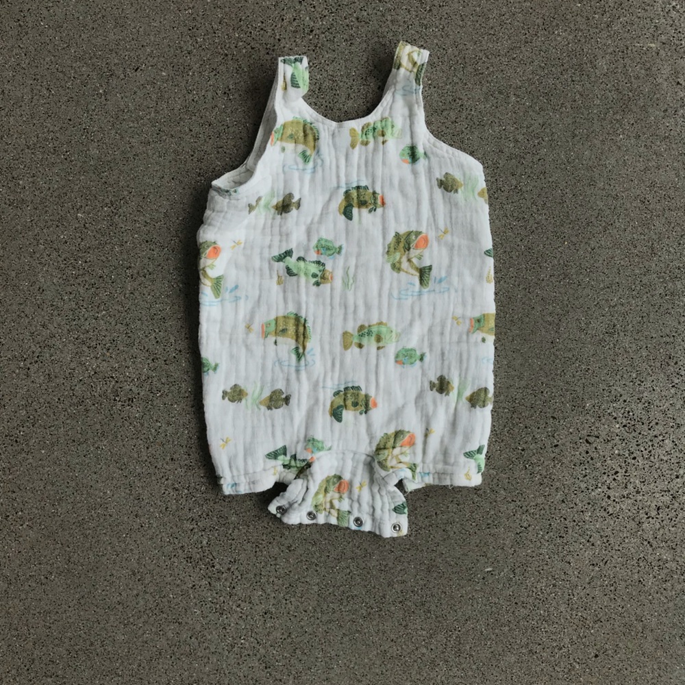 Angel Dear White and Green Bodysuit with Avocado Print